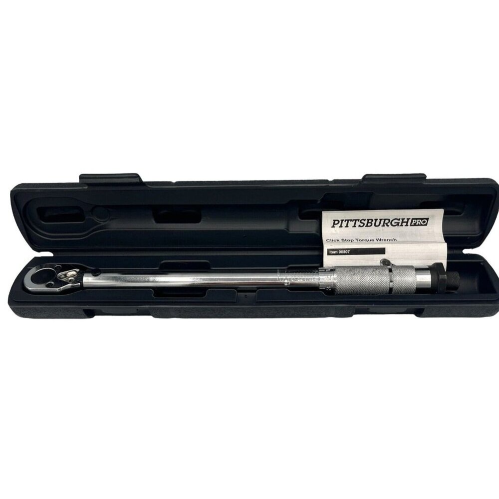 Pittsburgh Pro 3/8" Click Stop Reversible Torque Wrench 5-80 Ft Lbs 807 Case - Picture 1 of 10